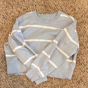 Lululemon Athletica Light Blue and White Striped Sweatshirt